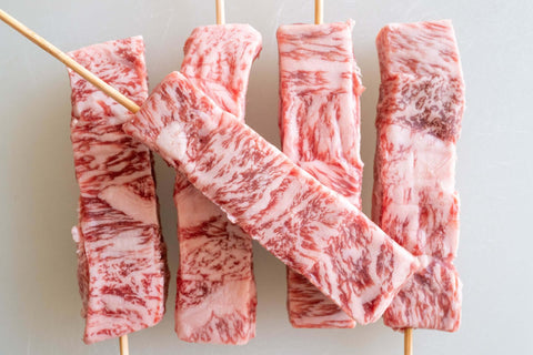 WAGYUMAN Japanese Wagyu Beef 2 bags (1.1 lbs) A5 Chuck Roll Skewers - Japanese Wagyu